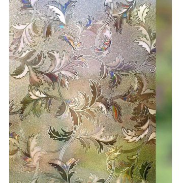 3D Brown Frosted Window Film Self-Adhesive Decorative Leaf Static Cling Privacy Glass Film Frosting Privacy Film UV Protection