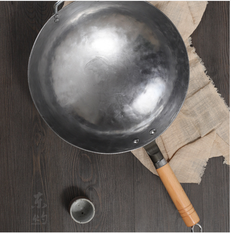 Wok Traditional Handmade Household Chinese Healthy Uncoated Uniformly Heated Non-stick Pan With A Pointed Bottom Easy To Clean