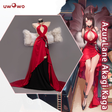 UWOWO Game Azur Lane Akagi Cosplay Costume Cute Hot Sexy Costumes Red Dress For Girl Women Formal Party Holidays