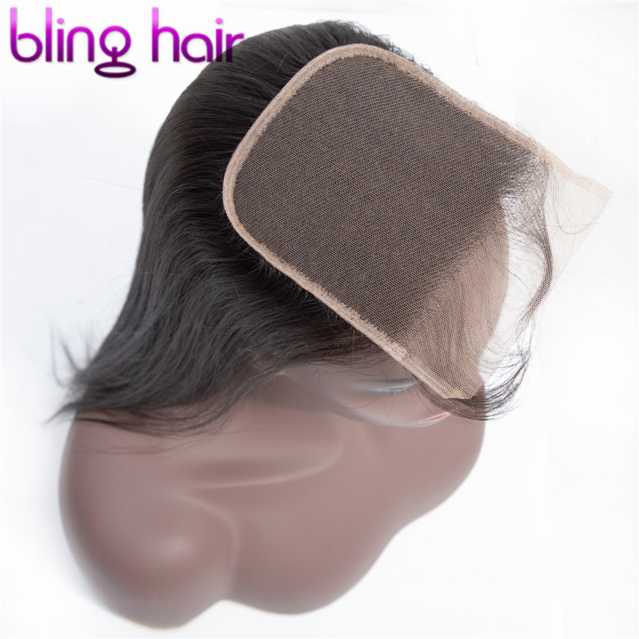 Bling Hair Straight 4*4 Lace Closure with Baby Hair Brazilian Remy Human Hair Closure Free Middle Part Pre Plucked Natural Color