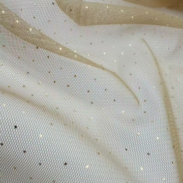 Gold Dots Foil Polyester Tulle Fabric