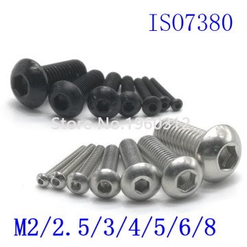 5-50pcs ISO7380 M2 M2.5 M3 M4 M5 M6 M8 304 A2 Round Stainless Steel or Black 10.9 grade Hex Socket Button Head Allen Bolt Screw