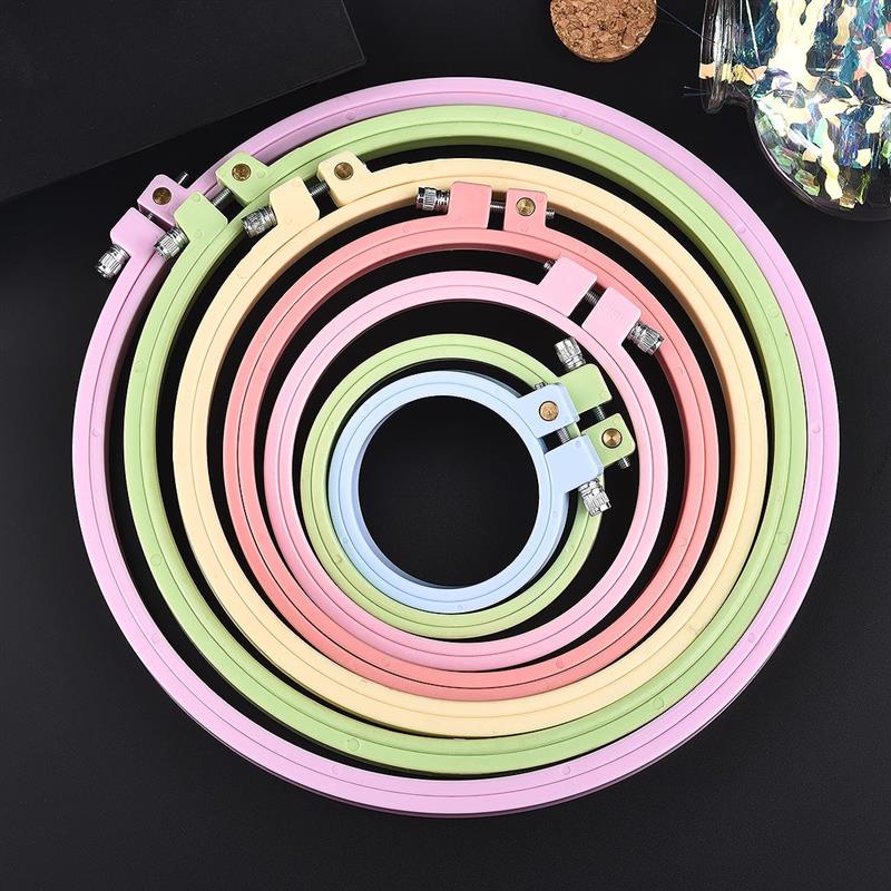 7size 8-25cm Plastic Embroidery Hoop Ring Frame DIY Needlecraft Cross Stitch Machine Round Loop Hand Adjustable Sewing Tool