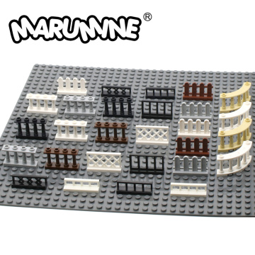 Marumine 30PCS MOC City Accessories Bricks Fence Railing Stairs House Garden Toy Building Blocks Parts