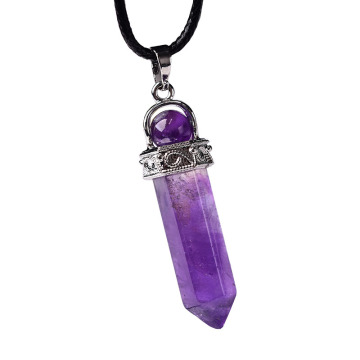 1PC Natural Crystal Amethyst Pendant Fashion Reiki Healing Point Raw Gem Necklace Souvenir For Men Women Charm Mineral Jewelry