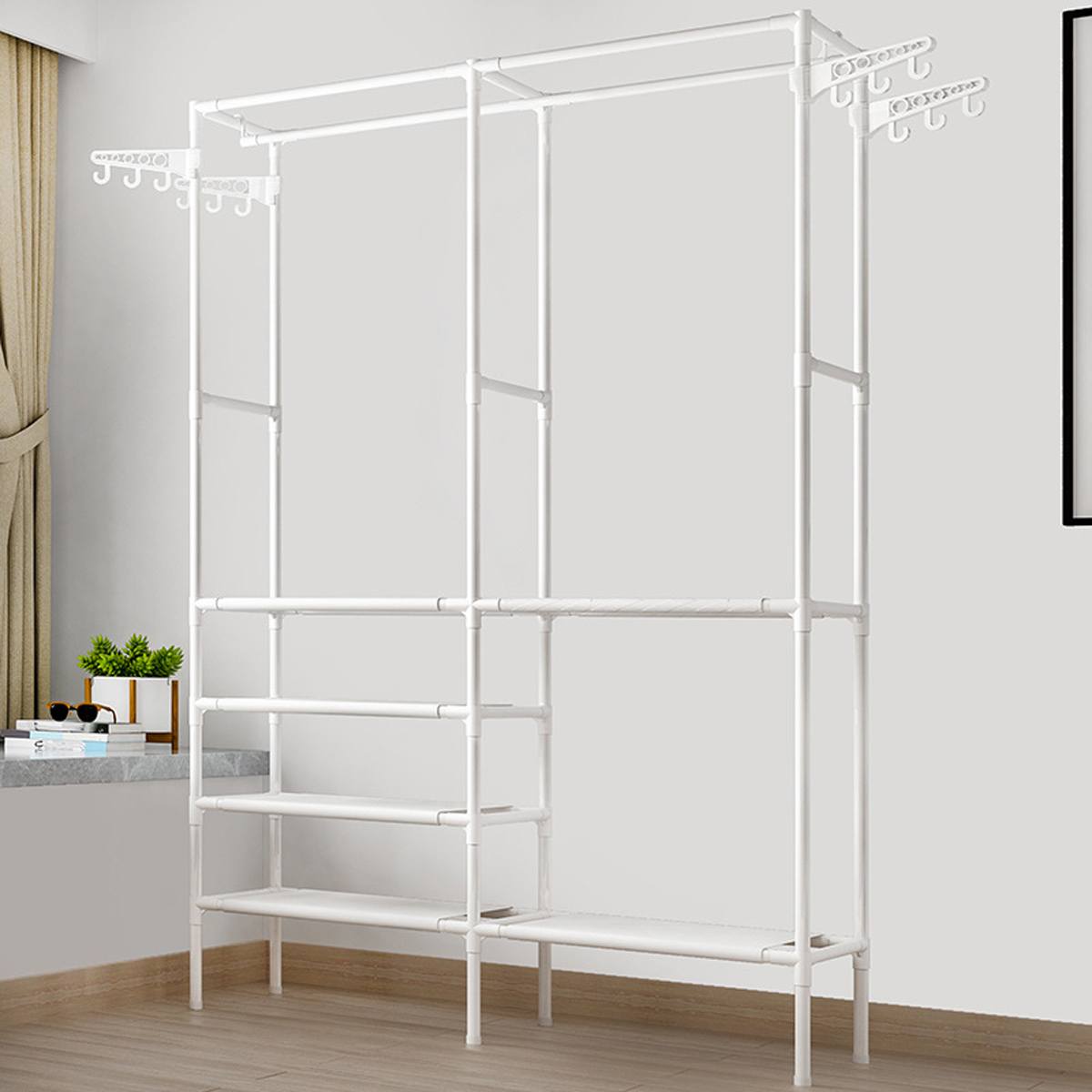 Clothes Rack Floor Standing Clothes Hanging Colorful Storage Shelf Clothes Hanger Racks Couple Simple Style Bedroom Furniture