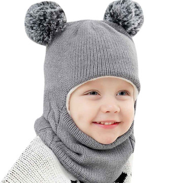 Autumn Winter Children Hats Pom Pom Ball Hat Kids Beanies Cap Girls Boys Warm Wool Hooded Hat Baby Scarves Toddler Caps Hot