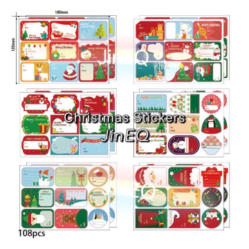 108Pcs/12Sheets Merry Christmas Written Stickers Handmade Cake Packaging Sealing Label Stickers for Baking DIY Gift Stickers