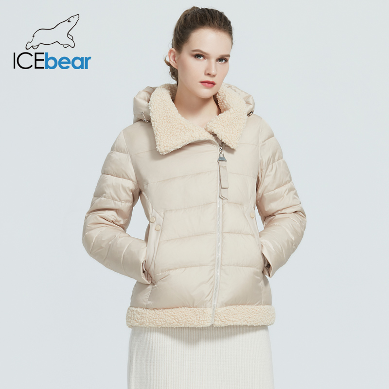 icebear 2020 winter new women's jacket female hooded cotton coat warm parka women's fashion clothing GWD20123I