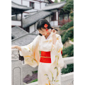 Women's Kimono Robe Traditional Japan Yukata yellow Color flowers Prints Summer Dress Performing Wear Cosplay Clothing