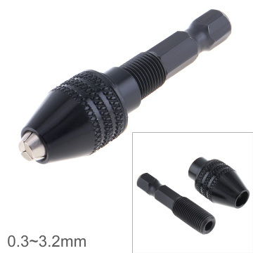 0.3-3.2mm Universal Drill Three Claw Chuck Drill Impact Driver Adapter with1/4 Hex Shank for Electric Drill/Screwdriver/Grinder