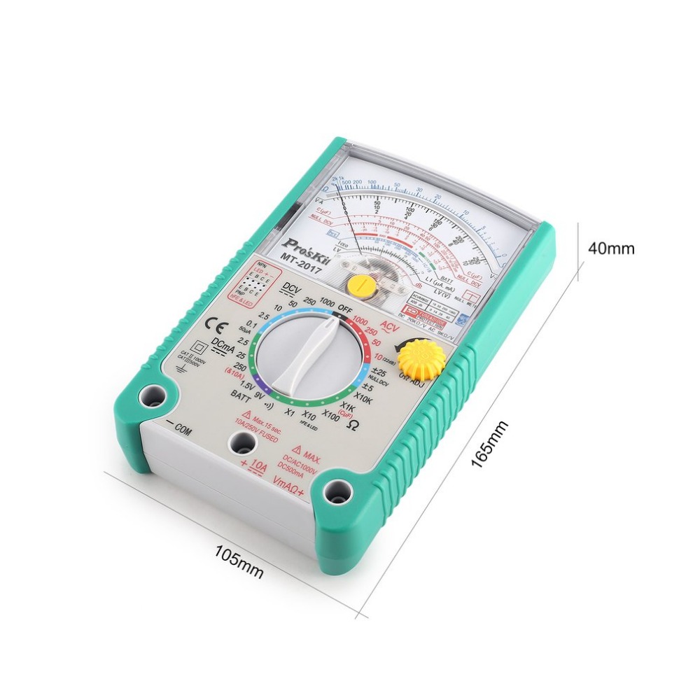 Proskit MT-2017 AC/DC Analog Graph Pointer Multimeter Ammeter Resistance Capacitance Diode Volt Amp Ohm hFE LED Meter