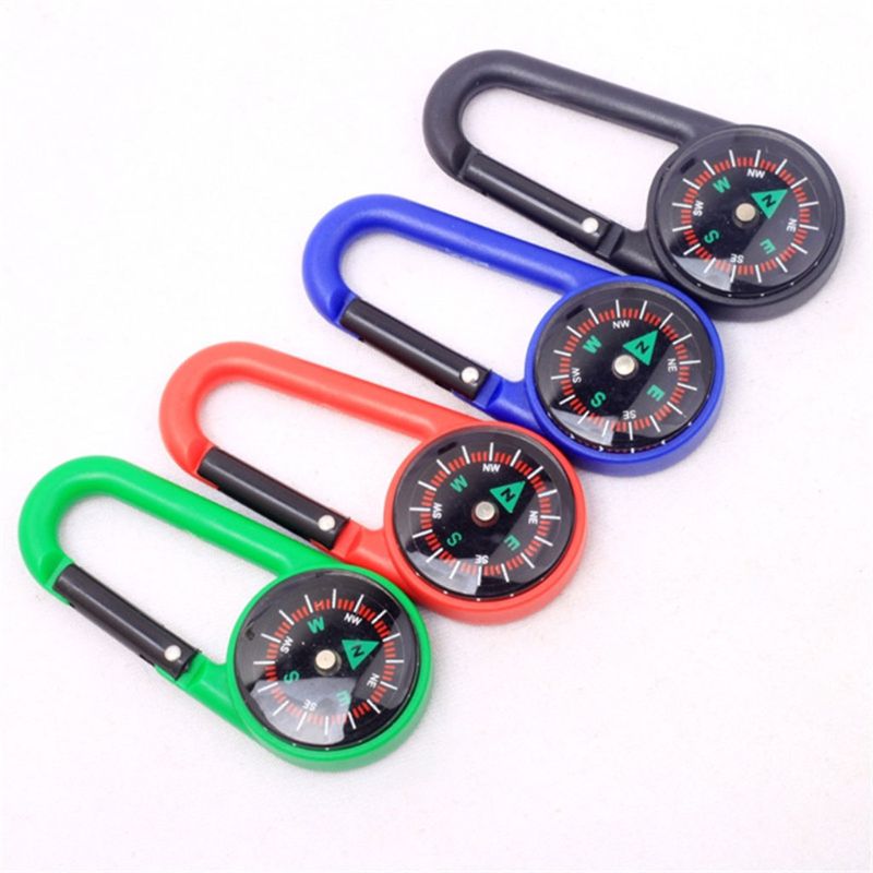 Sturdy Plastic Compass Carabiner Keychain Waterproof Pocket Size Key Ring Decor Outdoor Camping Gear Adventure Survival