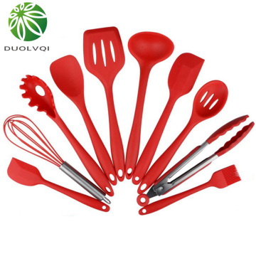 Duolvqi 10pcs Non-Stick Kitchenware Silicone Heat Resistant Kitchen Cooking Utensils Baking Tool Cooking Tool Sets