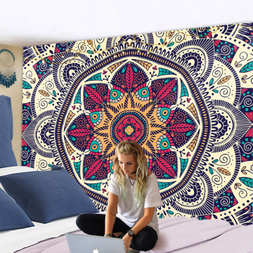 Colorful Mandala Large Tapestry Wall Hanging Boho Decor Trippy Polyester Hippie Sun Moon Farmhouse Carpets Dorm Decor Chakra