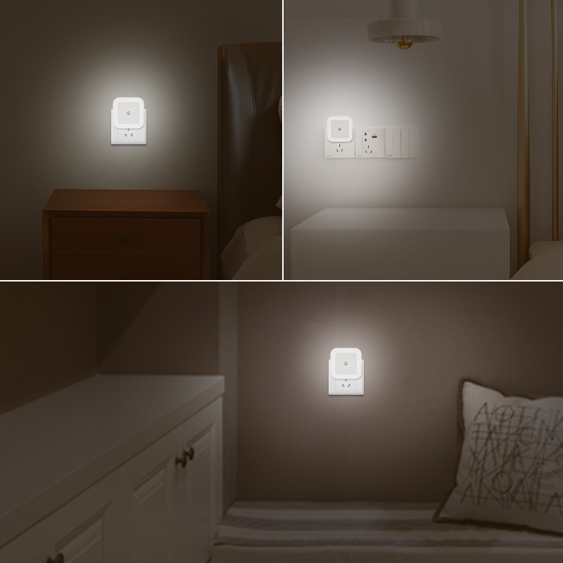 Nersury Light Sensor LED Night light Square Lamp Children 110V 220V Bedroom Mini Smart Night Light Kid LED Sensor Night Lamp