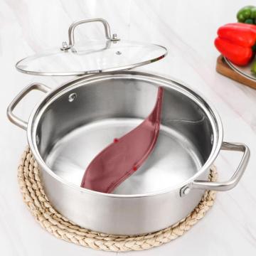 304 Stainless Steel Twin Divided Hot Pot Cooking Soup Pot Kitchen Utensils Single-Layer Compatible Soup Stock Pots Home Tools