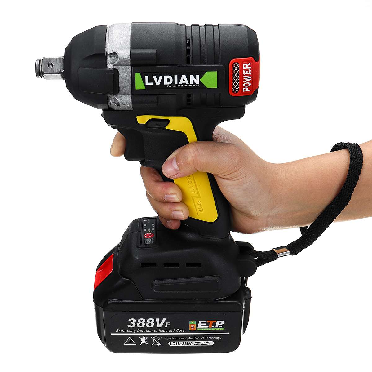 630N.m 388VF Brushless Electric Impact Wrench With 19800mAh Li Battery Impact Hand Drill Installation LED Light Power Tools