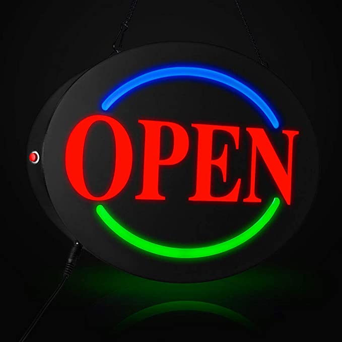 LED Neon Sign, Resin Business Open Sign Advertisement Board Electric Display Sign, for Business, Walls, Window, Shop, Bar, Hotel