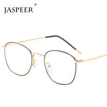 JASPEER Retro Blue Light Blocking Glasses Frames Men Light Weight Metal Frames Light Anti Blue Eyeglasses Women Optical Frames