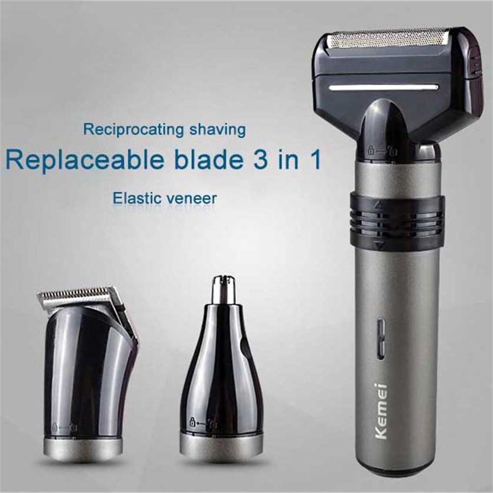 Kemei KM-1210 Electric Shaver 3 In 1 Multifunctional Reciprocating Razor Barber Nose Trimmer Device Men Face Shaving Machine