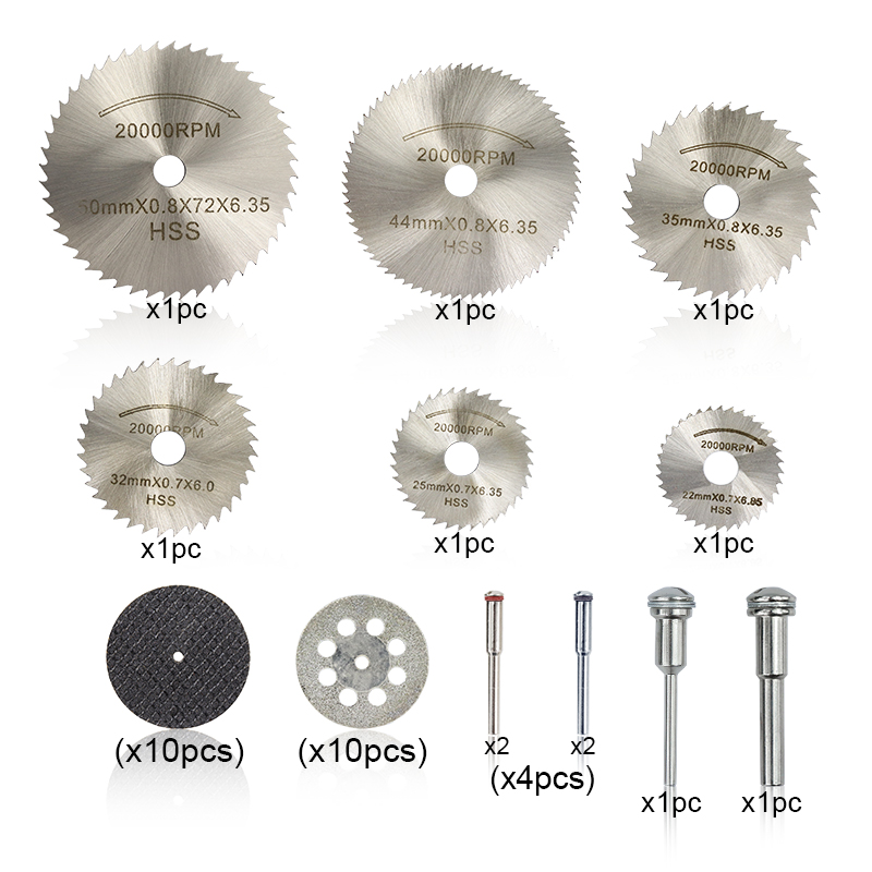 CMCP 42pcs Cutting Tool Saw Blades for Dremel Metal Cutter Power Tools Rotary Tool Wood Cutting Discs Drill Mandrel Cutoff