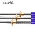 T8 Lead Screw Rod OD 8mm Pitch 2mm Lead 2mm Length 150mm-750mm Threaded Rods with Brass Nut for Reprap 3D Printer