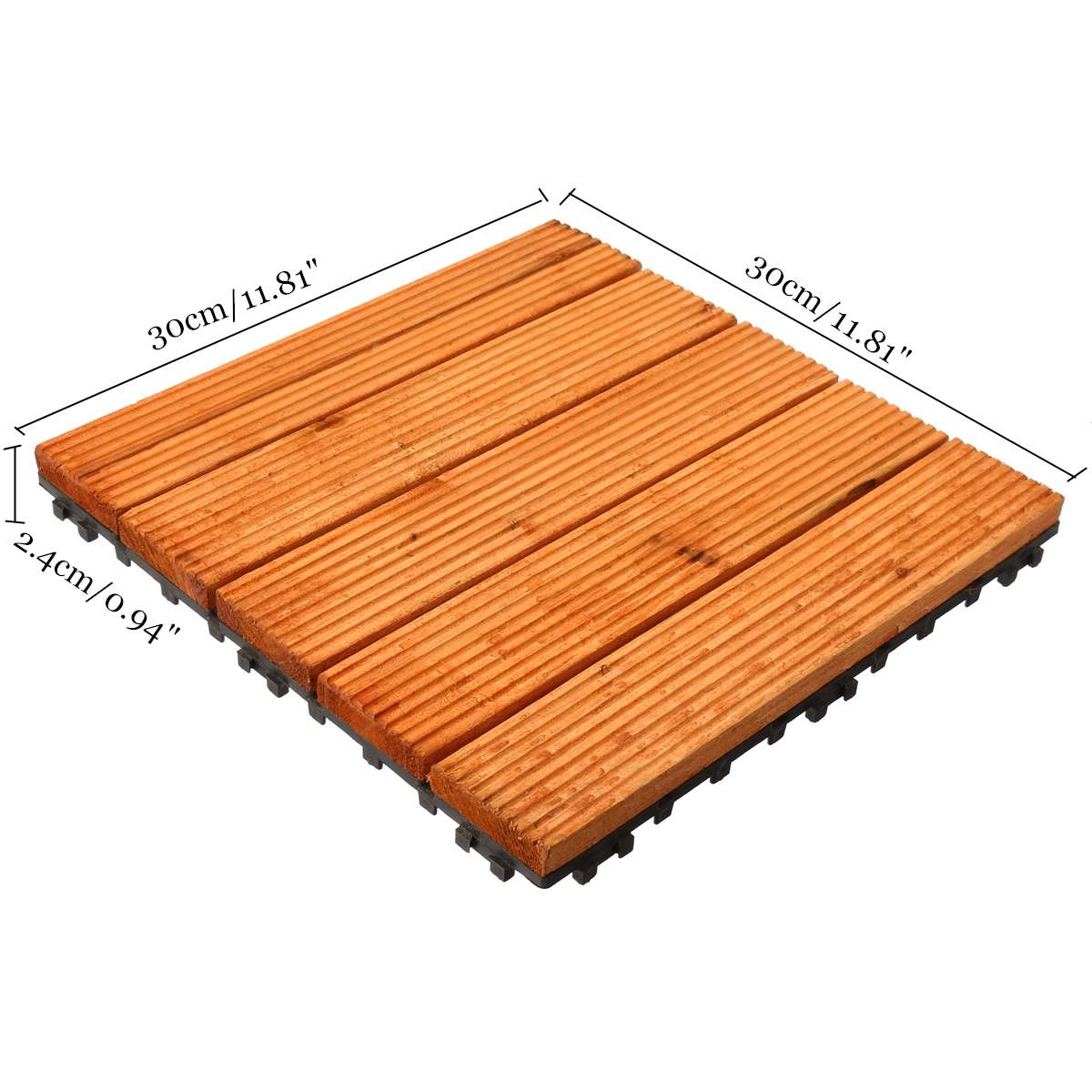 DIY Wood Patio Interlocking Flooring Decking Tile Indoor Outdoor Garden Floor Decoration Furniture Accessories 3 Colors 30x30cm