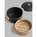 Small Happiness 19 Cast Iron Stew Household The Pot Pure Pig Iron Steamer Bamboo Cage Steamer Suit Pot Stew Multipurpose Pot