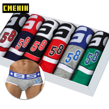 CMENIN 6Pcs/Lot Sexy Men Underwear Briefs Cotton Soft Mens Underpants Cueca Male Panties Breathable Slip Briefs Underwear BS39