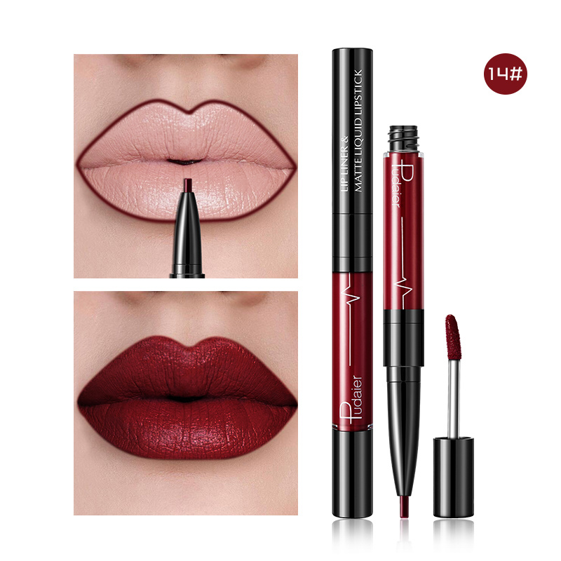 Hot! Lip Pen Maquiagem Profissional Completa 2 In 1 Lip Liner Pencil Lipstick Lip Makeup Waterproof Nude Color Cosmetics TSLM1