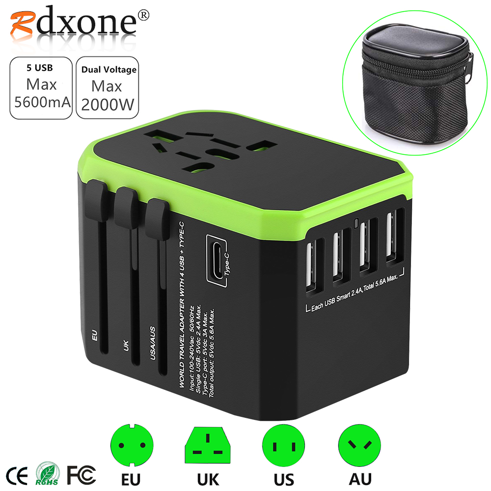 Rdxone Plug Adaptor travel adapter Universal Power Adapter Charger for US UK EU AU wall Electric Plugs Sockets Converter