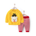 2020 New Autumn Winter Boutique Baby Clothing Sets Lovely Cartoon Pullover Sweater+Striped Pants Infant Boys Girls Sweater Suit