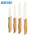 SURVEN 4pcs Zirconia Ceramic Knife Set 3" 4" 5" 6" inch White Blade Bamboo Handle Fruit Vegetable Paring Kitchen Knives Kit