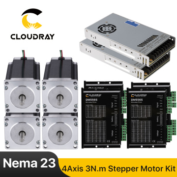 4 Axis CNC Router Kit 3N.m Nema 23 Stepper Motor + DM556S Stepper Driver + 350W power supply