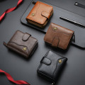 2020 new style men's retro wallet short men's multifunctional wallet zipper coin purse PU waterproof anti-theft wallet