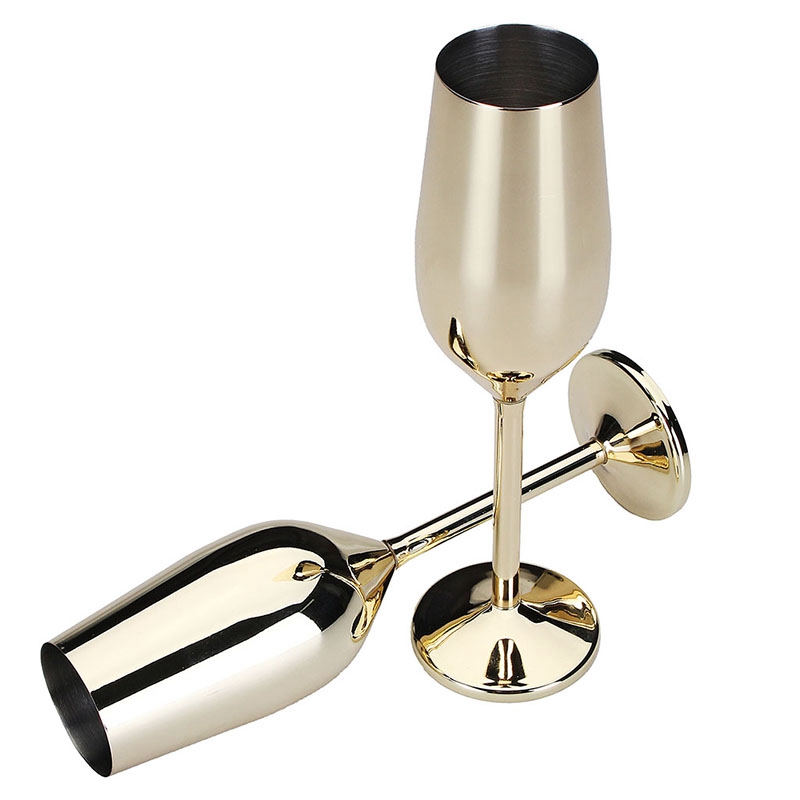 2Pcs/Set Shatterproof Stainless Champagne Glasses Brushed Gold Wedding Toasting Champagne Flutes Drink Cup Party Marriage Wine