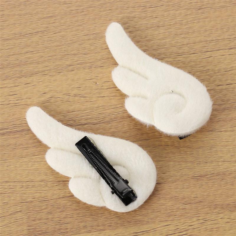 1 Pair of Angel Wings Hairpins Cartoon Plush Hair Clips Non Slip Clamps Barrettes Bobby Pin for Girls