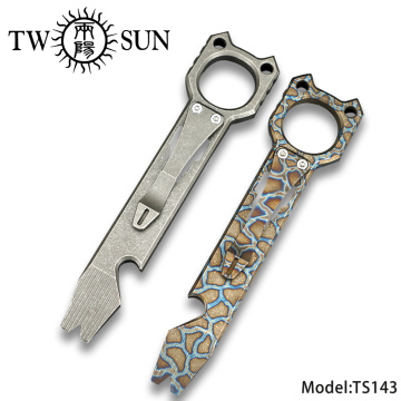 TWOSUN Original Crowbar TC4 Titanium Prybar Multi-tool Outdoor tool full titanium Bar Pry camping EDC Bottle Opener CNC TS143