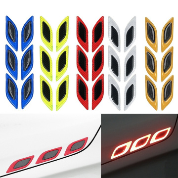 6Pcs Set Safety Reflective Tape Leaf Warning Mark Car Bumper Sticker Accessories Car Exterior Stickers