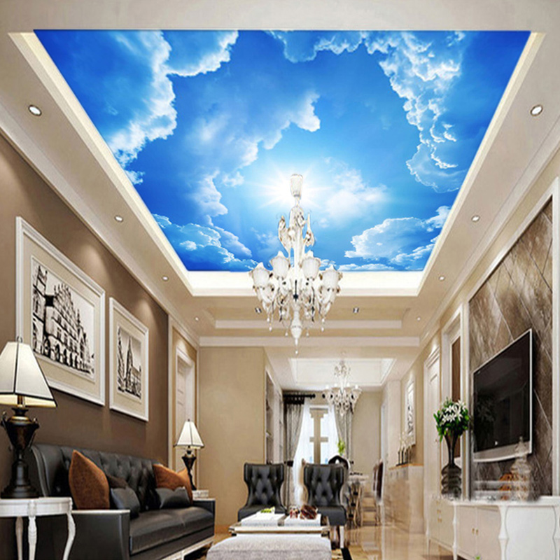 Modern 3D Photo Wallpaper Blue Sky And White Clouds Wall Papers Home Interior Decor Living Room Ceiling Lobby Mural Wallpaper