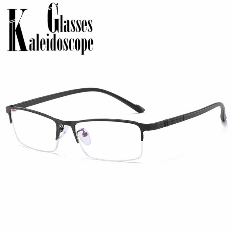 Anti-blue light Business Half Frame Myopia Glasses Men Ultralight Metal Finished Short-sighted Eyewear Women -1.0 -1.5 to -6.0