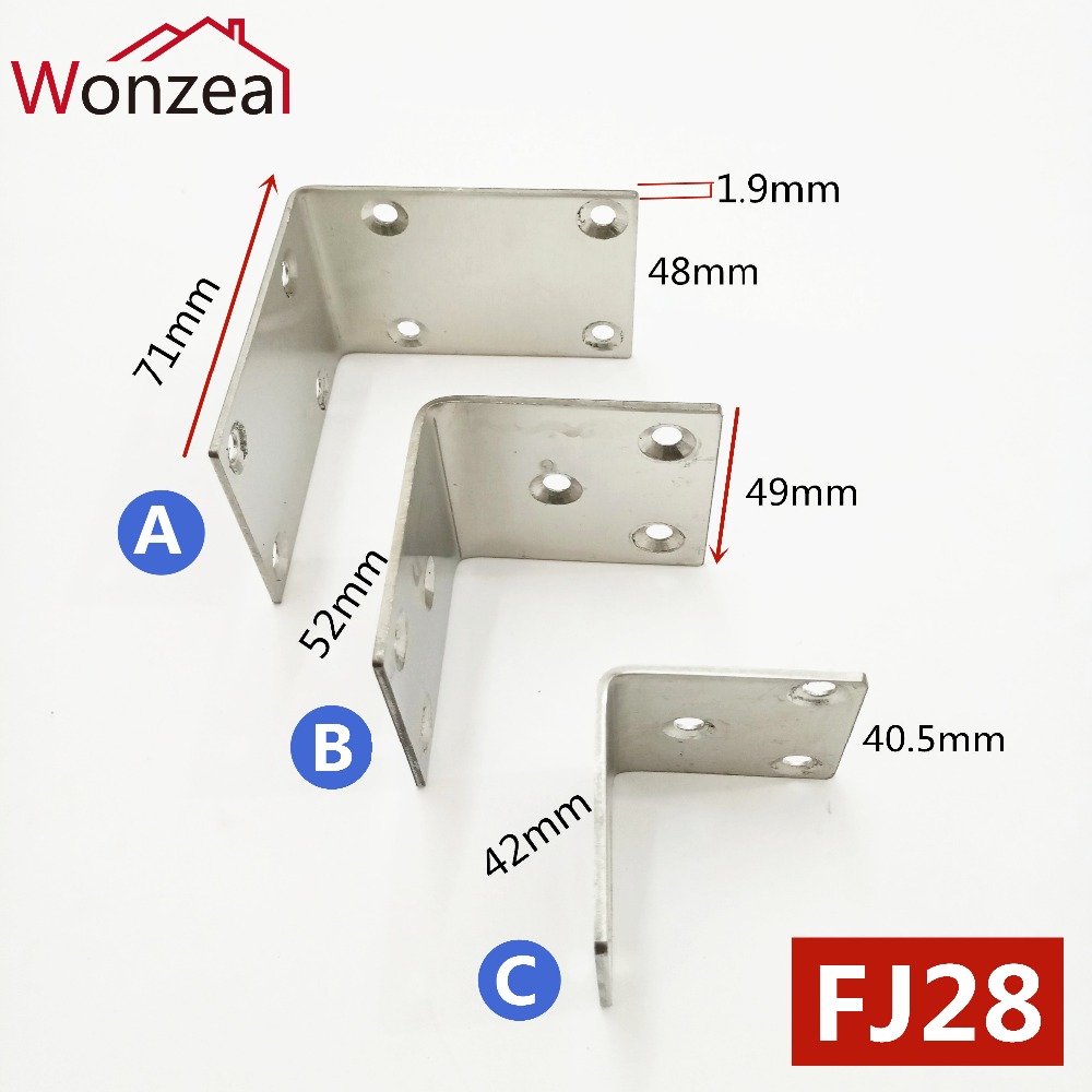 Square shape 90 Degree Stainless Steel Angle Corner Brackets Fasteners Protector Corner Stand Supporting Furniture Hardware