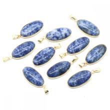 Oval Sodalite Pendant for Making Jewelry Necklace 15x30MM