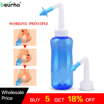 Beurha 500ML 1 Set Adults Children Nose Wash Cleansing System Pot Nasal Pressure Allergies Relief Rinse Neti Cleaning Washing
