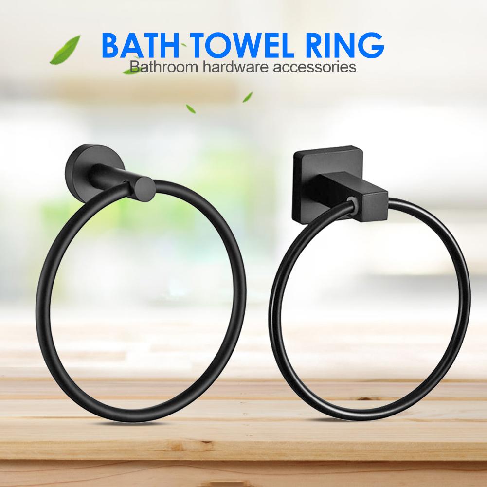 Anti-rust Towel Ring Stainless Steel Wall Hanging Rack Matte Black Clothes Holder Bathroom Supporter Hardware Accessories