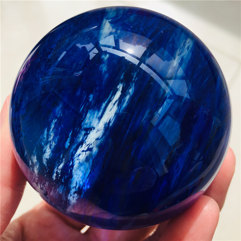 5cm Natural rare Blue smelting stone quartz crystal ball home decoration natural stone cutting and polishing 1pc