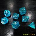Bescon Blue Shimmery Dice Set, Polyhedral RPG Game 7-dice Set in Brick Box Packing