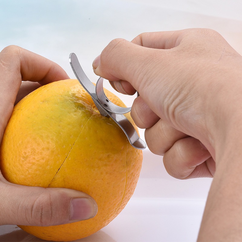 2pcs Stainless Steel Oranges Lemon Peeler Grapefruit Citrus Fruit Peel Remover Props For Kitchen Gadget Pack