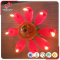 Happy birthday pink flower rotating music candle
